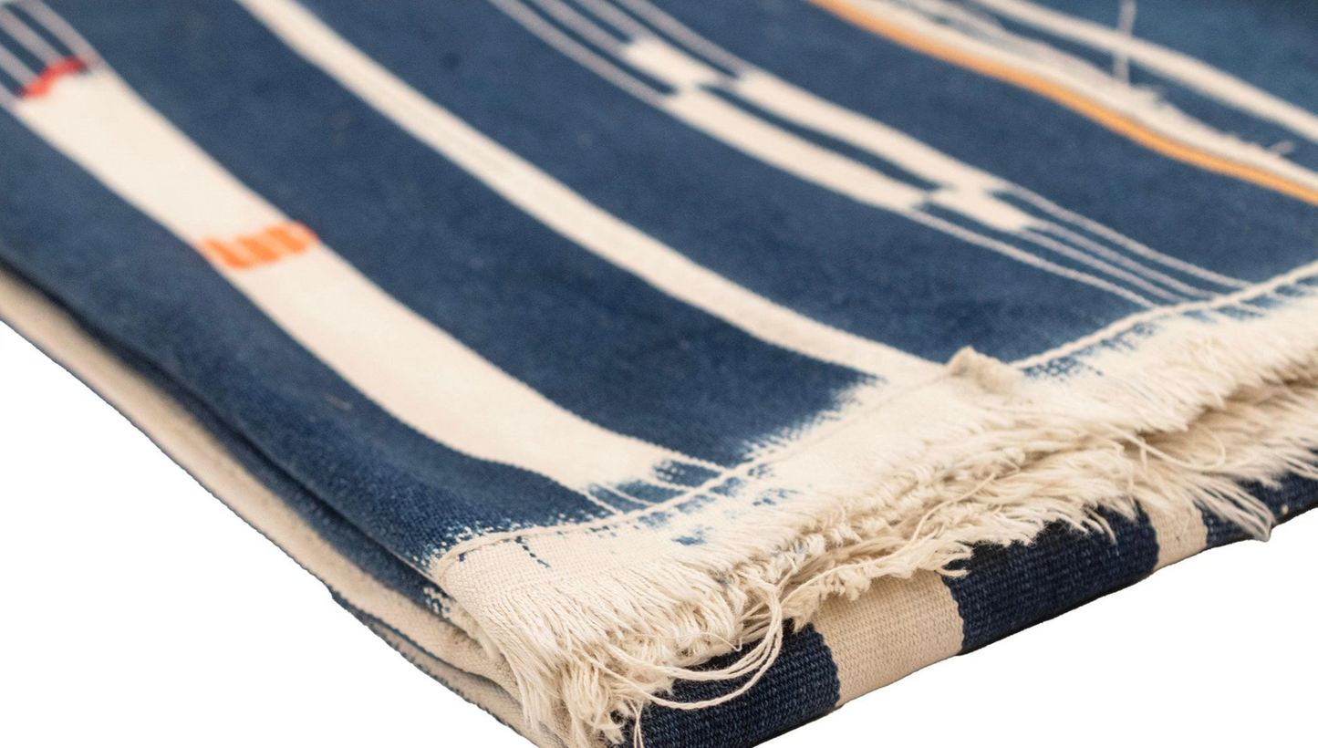 Vintage Bondoukou Indigo Cloth: West African Cotton Textile